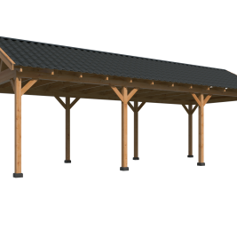Overkapping Hamar XL Type 10 Douglas gedroogd potdekselplank blank – ruime en luxe buitenoverkapping