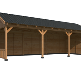 Overkapping Hamar XL Type 6 Douglas gedroogd potdekselplank blank – ruime en luxe buitenoverkapping