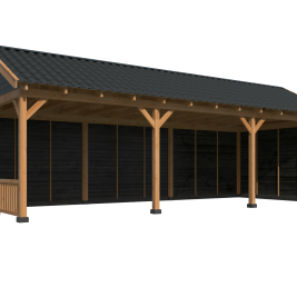 Overkapping Hamar XL Type 6 Douglas gedroogd potdekselplank zwart – ruime en luxe buitenoverkapping