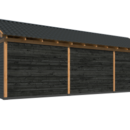 Tuinhuis met overkapping Hamar XL, Type 7 Douglas Gedroogd Potdekselplank zwart