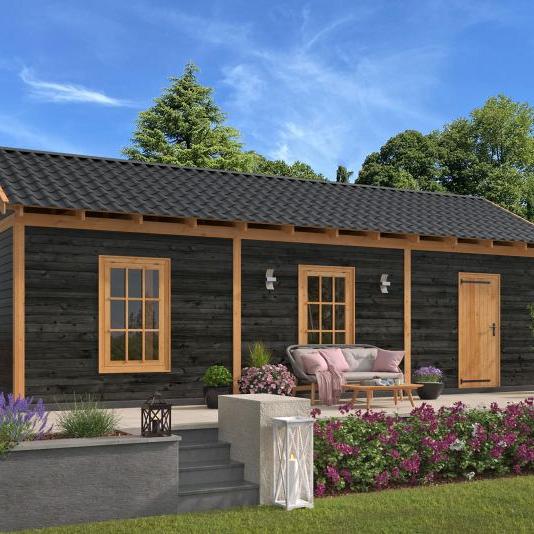 Tuinhuis Hamar XL, Type 8 Douglas Gedroogd Potdekselplank zwart