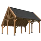Kapschuur Billund XL, Basispakket Red Class Wood 605 x 460 cm – ruime en robuuste overkapping