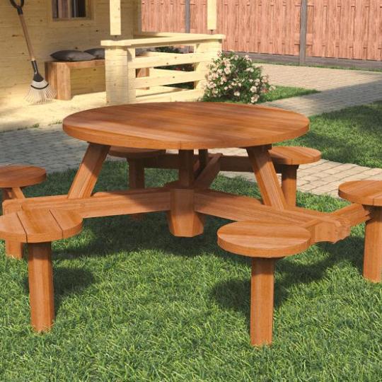 Hardhouten Picknicktafel Rondo