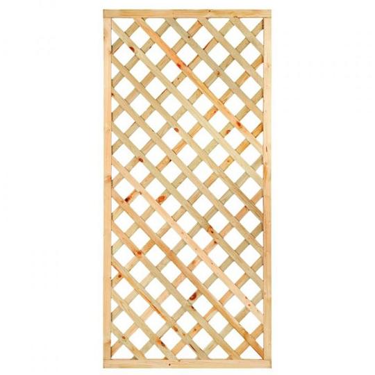 Trellis met lijst, diagonale lamellen grenen groen geïmpregneerd H180 x B90 cm, Neutraal
