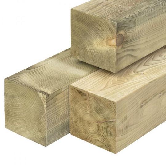ME vuren paal 13,8 x 13,8 x 300 cm – vers groen geïmpregneerd en geschaafd, Neutraal