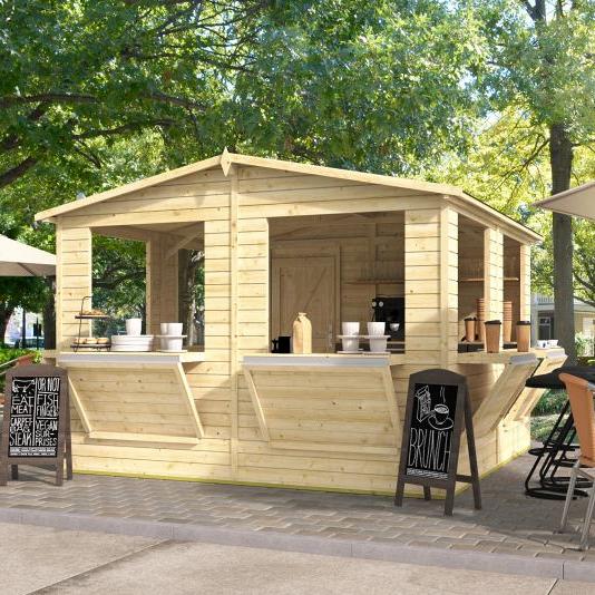 Kiosk Moose | 16 mm | Vuren onbehandeld | 300 x 300 cm | Inclusief vloer