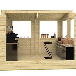 Kiosk Moose | 16 mm | Vuren onbehandeld | 300 x 300 cm | Inclusief vloer
