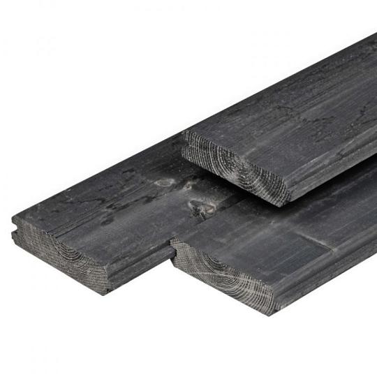 NE vuren plank blokhutprofiel 2,8 x 12,1 x 180 cm | Gedroogd | Zwart geïmpregneerd | Geschaafd, Neut