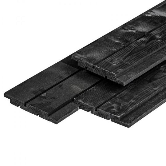 NE vuren channelsiding 1,8 x 14,5 x 300 cm, gedroogd, zwart gespoten, geschaafd, 1 zijde 1 groef, 1 