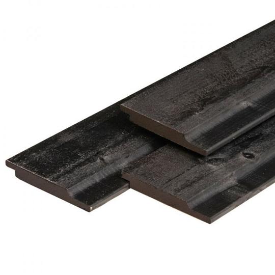 NE vuren halfhouts rabat 1,9 x 14,5 x 420 cm, gedroogd, zwart gespoten, geschaafd, PEFC