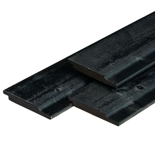 NE vuren halfhouts rabat 1,9 x 14,5 x 420 cm, gedroogd, zwart gespoten, geschaafd, Neutraal