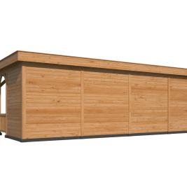 Overkapping met berging Oslo L type 10 Douglas gedroogd met potdekselplank blank