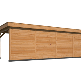 Overkapping met berging Oslo L type 11 Douglas gedroogd met potdekselplank blank