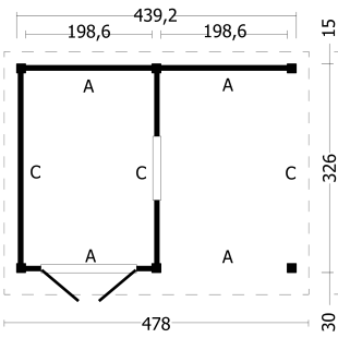 Overkapping met berging Oslo L type 4 Douglas gedroogd met potdekselplank blank