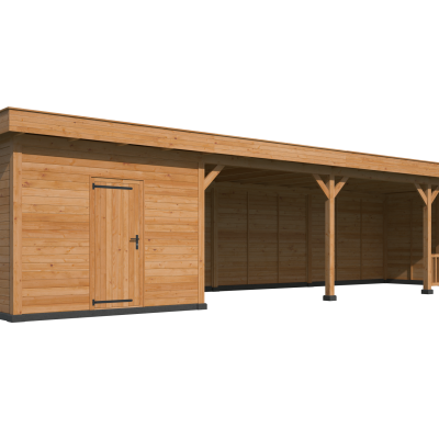 Overkapping met berging Oslo XL type 10 Douglas gedroogd met potdekselplank blank
