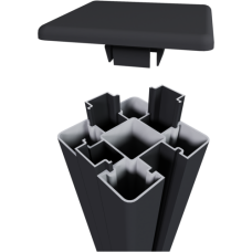 NewTechWood aluminium sleufpaal, met paalkap, 8 x 8 x 195 cm, zwart.