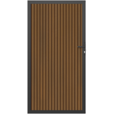 NewTechWood co-extrusie composiet deur in aluminium frame, verticaal triple, 100 x 195 cm, Teak/zwar
