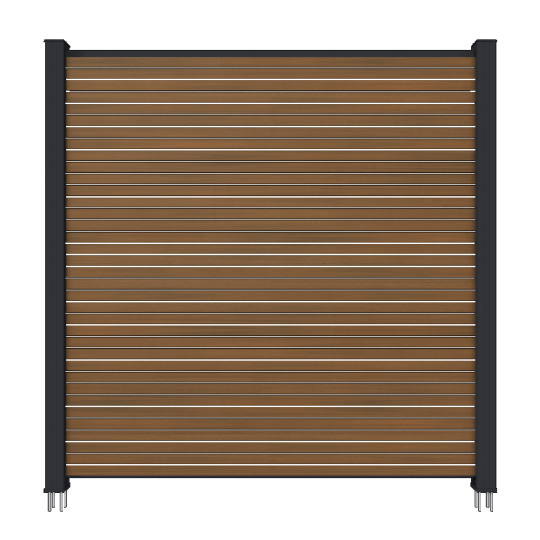NewTechWood co-extrusie composiet scherm Triple, 180 x 180 cm, Teak/zwart.