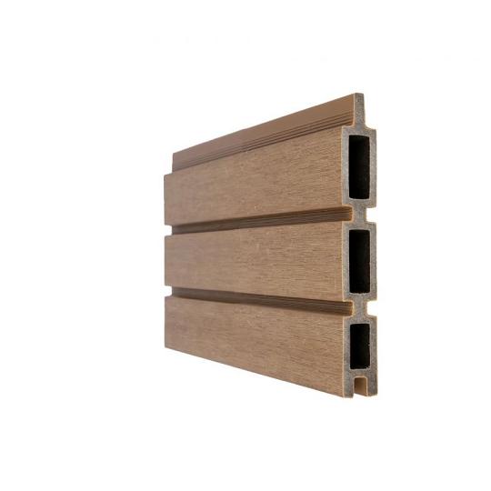 NewTechWood co-extrusie composiet Triple Rhombus schermplank, 2,1 x 16 x 180 cm, Teak/zwart.