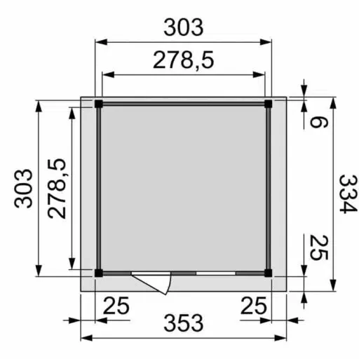 Douglas Topvision Raaf, 298 x 298 cm, kleurloos geïmpregneerd.