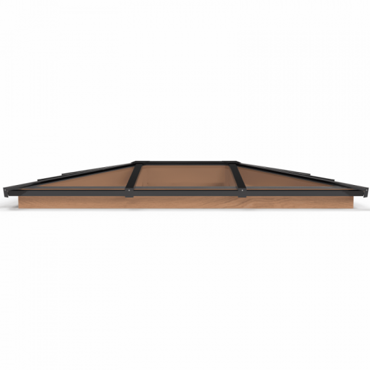 Lichtstraat met schilddak, onderbouw van onbehandeld douglas, gelaagd glas, 236,8 x 155 cm, zwart