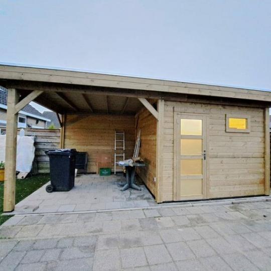 Vuren Topvision Tapuit, 300 x 300 en luifel 300 cm, groen geïmpregneerd.