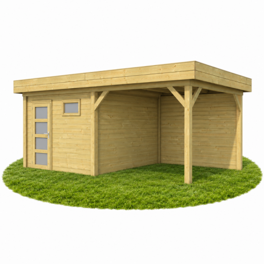 Vuren Topvision Tapuit, 300 x 300 en luifel 300 cm, groen geïmpregneerd.