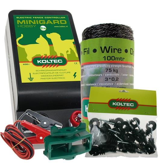 Lichtnetapparaat KOLTEC MiniGard II volièrepakket met ringisolatoren voor hout
