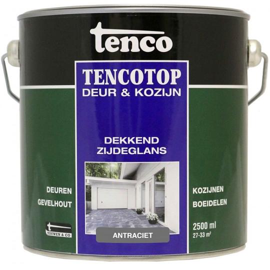 Tencotop deur & kozijn dekkend zijdeglans antraciet      2.5 l.