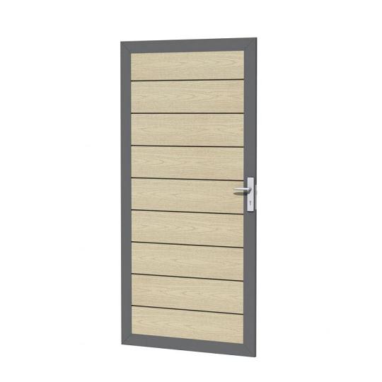 Aluminium deur met houtmotief, 90 x 183 cm, eiken.