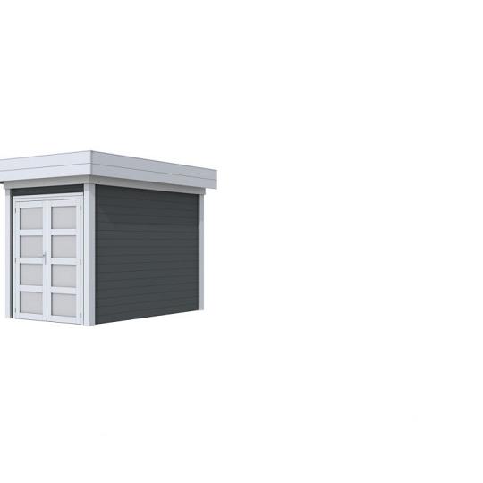 Vuren Topvision Zwaluw, 200 x 300 cm, wanden antraciet en basis lichtgrijs.