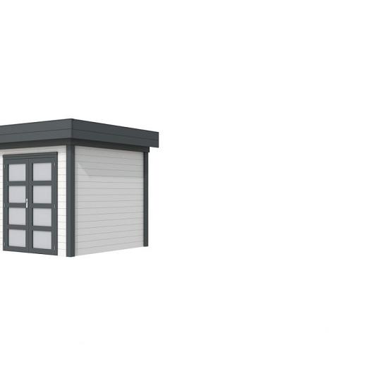 Vuren Topvision Kolibri, 250 x 250 cm, wanden wit en basis antraciet.