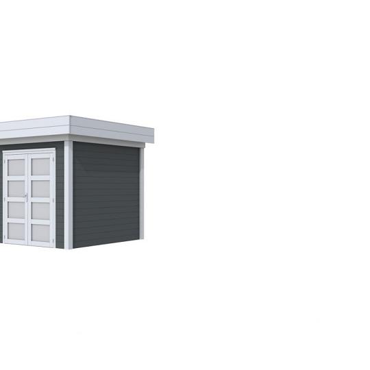 Vuren Topvision Kolibri, 250 x 250 cm, wanden antraciet en basis lichtgrijs.