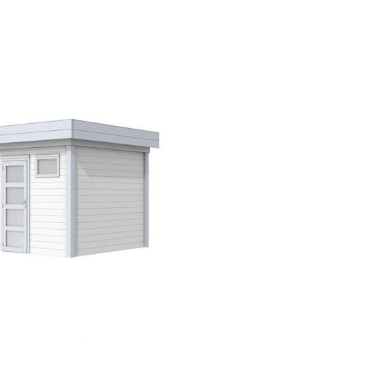 Vuren Topvision Kuifmees, 250 x 250 cm, wanden wit en basis lichtgrijs.