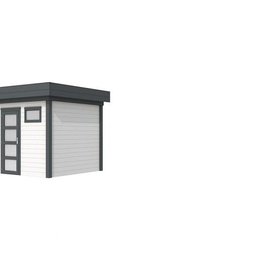 Vuren Topvision Kuifmees, 250 x 250 cm, wanden wit en basis antraciet.