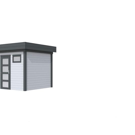 Vuren Topvision Kuifmees, 250 x 250 cm, wanden lichtgrijs en basis antraciet.