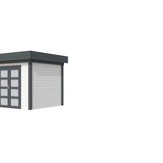 Vuren Topvision Bonte Specht, 300 x 250 cm, wanden wit en basis antraciet.