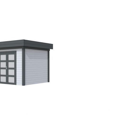 Vuren Topvision Bonte Specht, 300 x 250 cm, wanden lichtgrijs en basis antraciet.