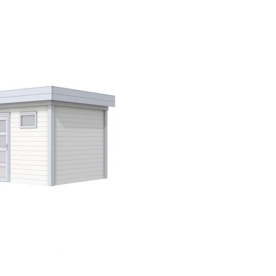 Vuren Topvision Bonte Kraai, 300 x 250 cm, wanden wit en basis lichtgrijs.