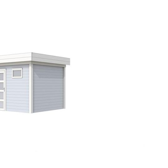 Vuren Topvision Bonte Kraai, 300 x 250 cm, wanden lichtgrijs en basis wit.