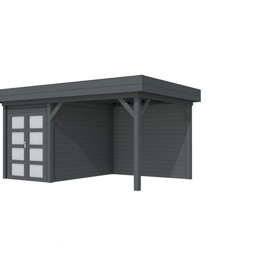 Vuren Topvision Zwaluw, 200 x 300 en luifel 300 cm, antraciet gespoten.