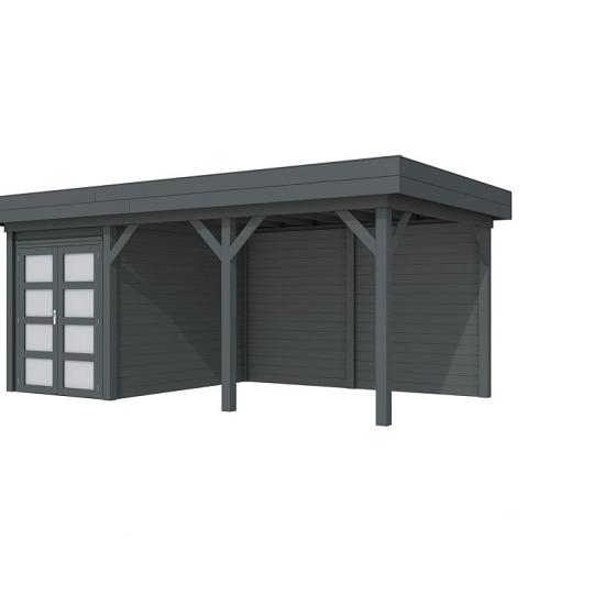 Vuren Topvision Zwaluw, 200 x 300 en luifel 400 cm, antraciet gespoten.