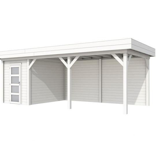 Vuren Topvision Kiekendief, 200 x 300 en luifel 500 cm, wit gespoten.