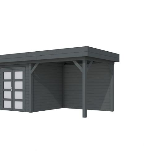 Vuren Topvision Kolibri, 250 x 250 en luifel 300 cm, antraciet gespoten.