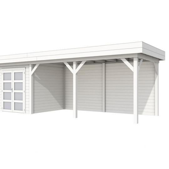 Vuren Topvision Kolibri, 250 x 250 en luifel 500 cm, wit gespoten.