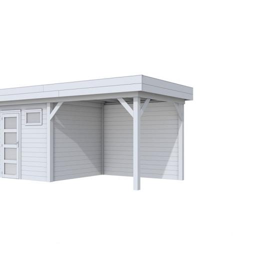 Vuren Topvision Kuifmees, 250 x 250 en luifel 300 cm, lichtgrijs gespoten.