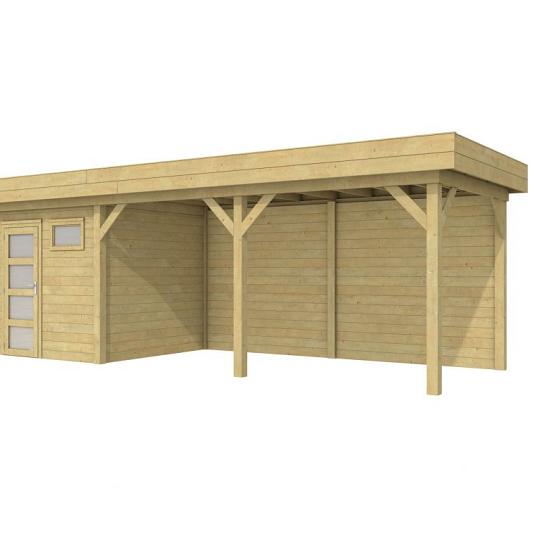 Vuren Topvision Kuifmees, 250 x 250 en luifel 500 cm, groen geïmpregneerd.