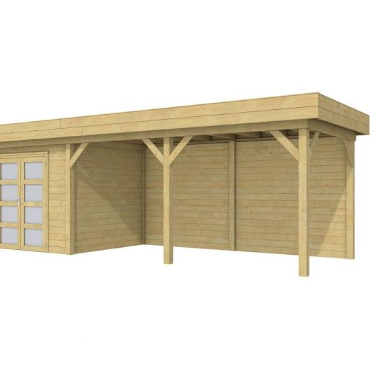 Vuren Topvision Bonte Specht, 300 x 250 en luifel 500 cm, groen geïmpregneerd.