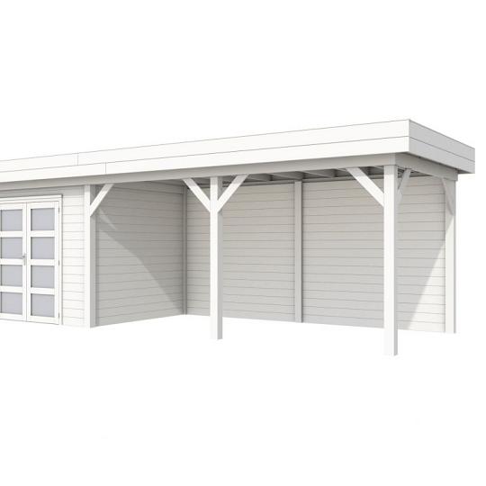 Vuren Topvision Bonte Specht, 300 x 250 en luifel 500 cm, wit gespoten.