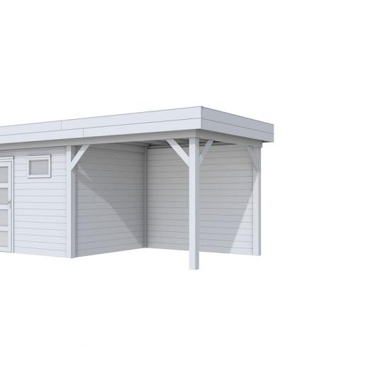 Vuren Topvision Bonte Kraai, 300 x 250 en luifel 300 cm, lichtgrijs gespoten.